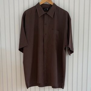 Classic Brown Checkered Short Sleeve Men's Shirt - XL